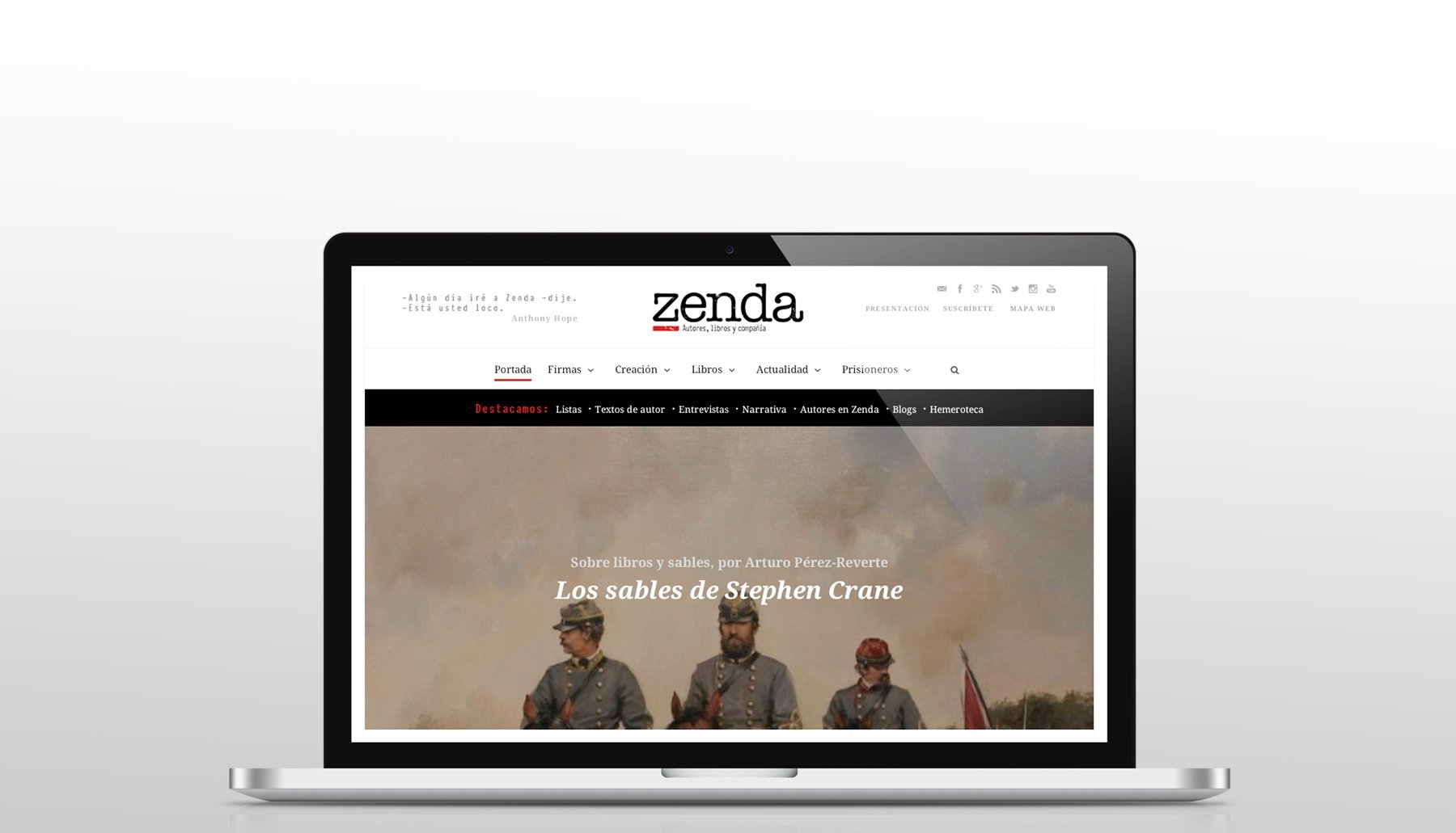 Diseño de la página web de Zendalibros en portátil