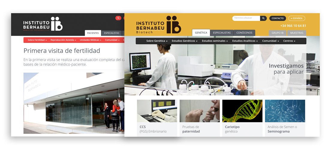 Dos imágenes de la página web de Instituto Bernabeu