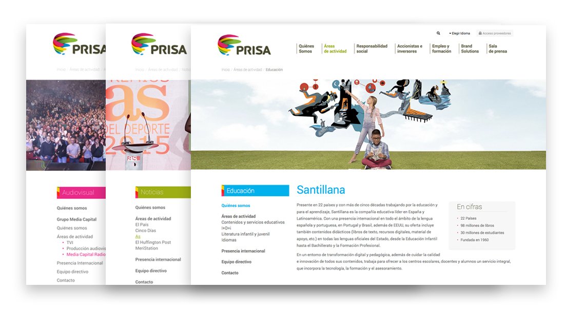 Diseño de la página web Prisa.com