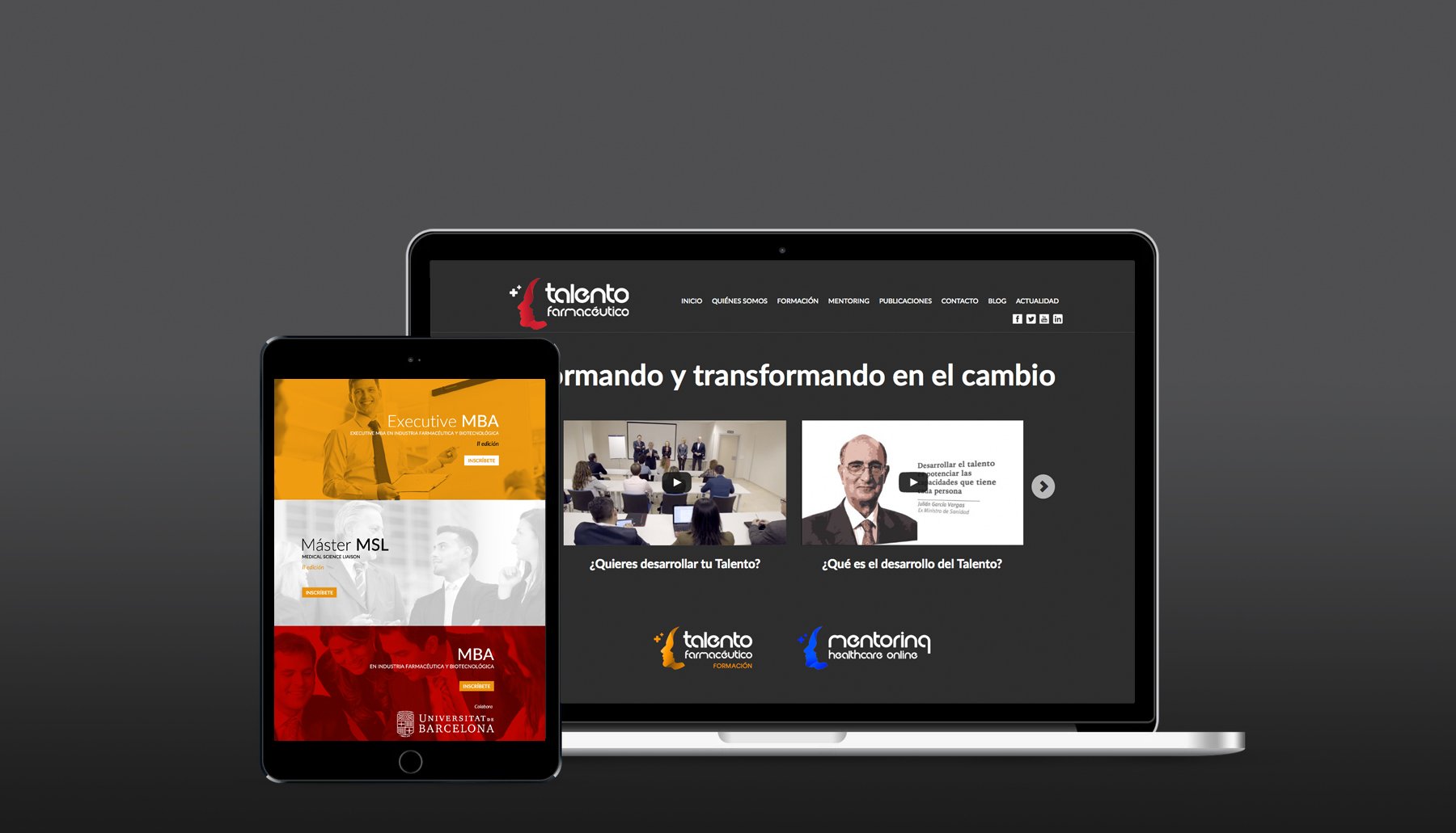 Cabecera de página del proyecto Talento Farmacéutico con versión responsive